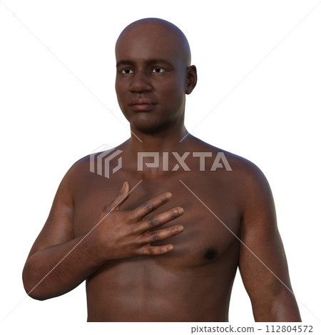 A 3D photorealistic illustration showcasing the upper half part of an African man 112804572