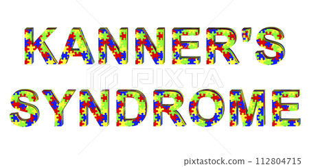 Kanner's syndrome, a text made of colorful puzzle patterns, 3D illustration 112804715