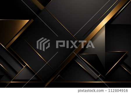 AI-generated content. luxury geometric shiny golden and black background 112804916