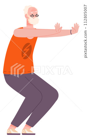 Senior training situps. Old happy man exercise 112805007