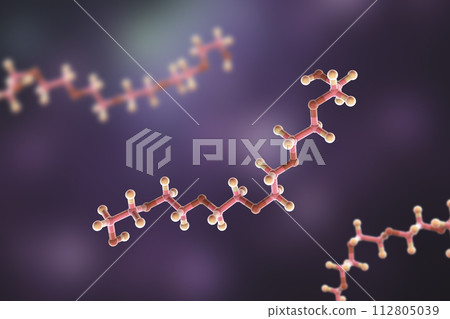 Polyethylene glycol, hexaethylene glycol molecule, 3D illustration 112805039