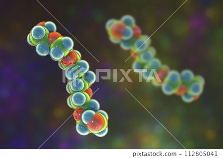 Polyethylene glycol, hexaethylene glycol molecule, 3D illustration 112805041