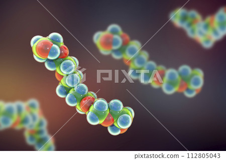 Polyethylene glycol, hexaethylene glycol molecule, 3D illustration 112805043
