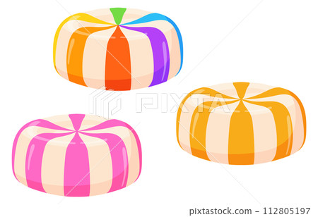 Round bonbon candy. Cartoon striped sweet icon Round bonbon candy. Cartoon striped sweet icon 112805197