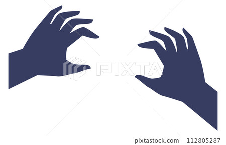 Grabbing hands silhouette. Scary human palm gesture Grabbing hands silhouette. Scary human palm gesture 112805287