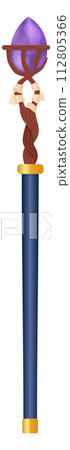 Magic wand. Cartoon wizard staff. Enchanted stick 112805366
