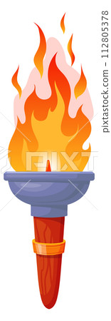 Cartoon torch. Burning fire. Flame light effect Cartoon torch. Burning fire. Flame light effect 112805378