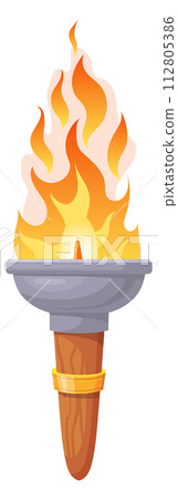 Medieval torch. Vintage wall light cartoon icon 112805386
