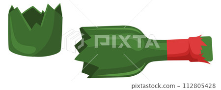 Broken wine bottle. Cartoon litter. Trash icon 112805428