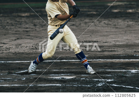 High school baseball game scenery batting scene 112805625