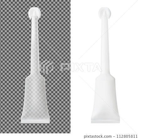 Transparent white tube. Packaging for cosmetics and toothpaste and medicine Transparent white tube. Packaging for cosmetics and toothpaste and medicine 112805811