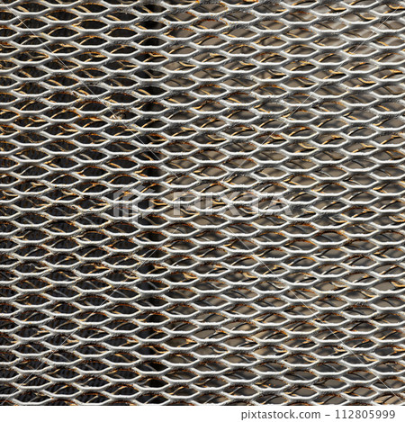 Rusty white metal grille wall, square photo texture Rusty white metal grille wall, square photo texture 112805999