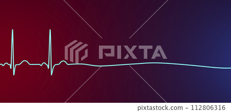 ECG in asystole, 3D illustration 112806316
