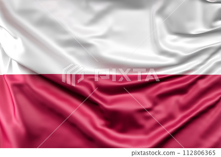 Ruffled Flag of Poland. 3D Rendering 112806365