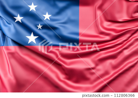 Ruffled Flag of Samoa. 3D Rendering 112806366