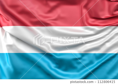 Ruffled Flag of Luxembourg. 3D Rendering Ruffled Flag of Luxembourg. 3D Rendering 112806415