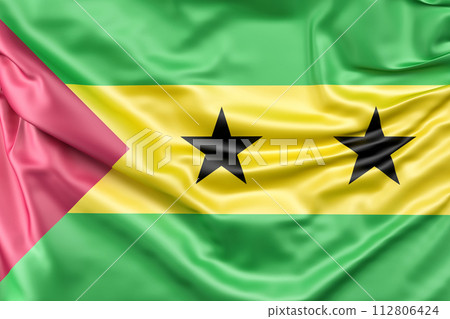 Ruffled Flag of Sao Tome and Principe. 3D Rendering 112806424