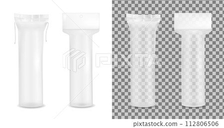 Realistic transparent cotton pads package with hanging hole Realistic transparent cotton pads package with hanging hole 112806506