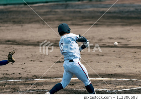High school baseball game scene batting scene 112806698