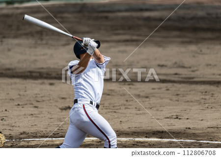 High school baseball game scene batting scene 112806708