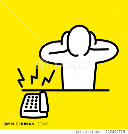 簡單的人類圖標系列、吵鬧的電話和閉上耳朵的人 簡單的人類圖標系列、吵鬧的電話和閉上耳朵的人 112806729