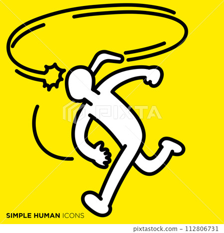 簡單的人類圖標系列，被返回的迴旋鏢擊中的人 112806731