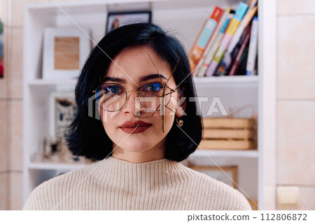 Young Woman Captured in a Beautiful Moment with Her Stick Insect (Medauroidea Extradentata) 112806872