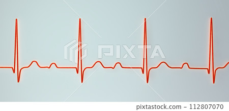 An ECG displaying 1st degree AV block, 3D illustration 112807070
