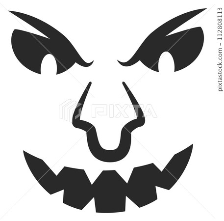 Goblin or ghoul face. Black horror stencil template 112808113