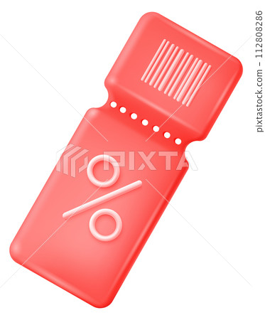 Discount pass 3d render icon. Sale ticket 112808286