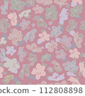 Vector vintage style artwork hand drawn pastel coloured cherry blossom seamless pattern on pink background. 112808898