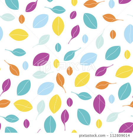 Vector hand drawn colourful leaves composition on white background. Vector hand drawn colourful leaves composition on white background. 112809014