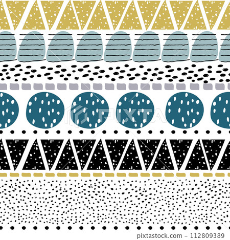 Seamless abstract pattern with hand drawn shapes and elements. Creative Vector trendy texture Seamless abstract pattern with hand drawn shapes and elements. Creative Vector trendy texture 112809389