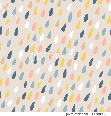 Cute seamless pattern with colorful water drops. Childish texture for fabric, textile.Vector Illustration Cute seamless pattern with colorful water drops. Childish texture for fabric, textile.Vector Illustration 112809609