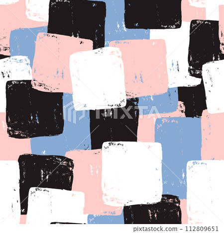 Seamless pattern with hand drawn ink shapes. Trendy abstract hand drawn background. Great for fabric, textile, wrapping. Vector Illustration 112809651