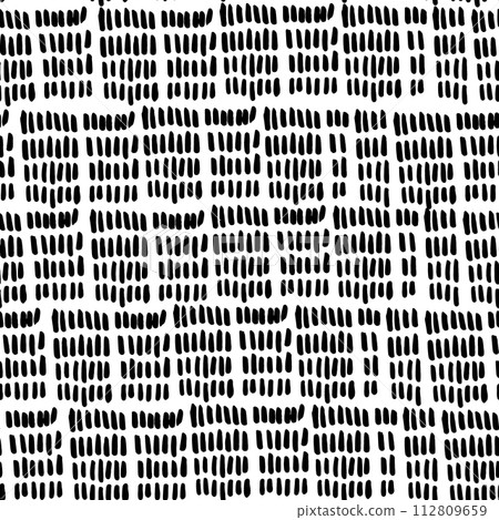Seamless pattern with hand drawn ink shapes. Trendy black and white background. Great for fabric, textile, wrapping. Vector Illustration 112809659