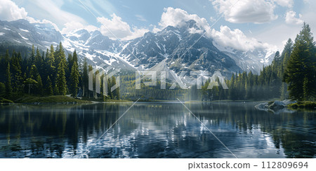 Majestic and beautiful mountains generated by AI 112809694