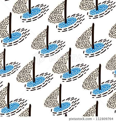 Seamless pattern with sailboats. Marine summer modern background. Vector Illustration 112809764