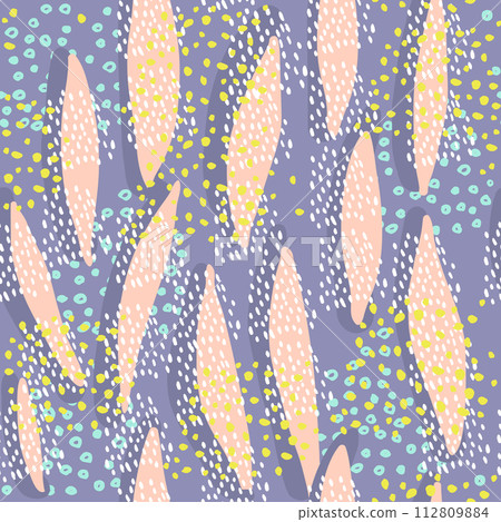 Seamless abstract pattern with hand drawn shapes and elements. Vector trendy texture 112809884