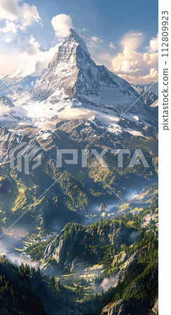 Majestic and beautiful mountains generated by AI Majestic and beautiful mountains generated by AI 112809923