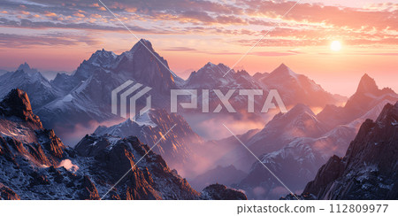 Majestic and beautiful mountains generated by AI 112809977