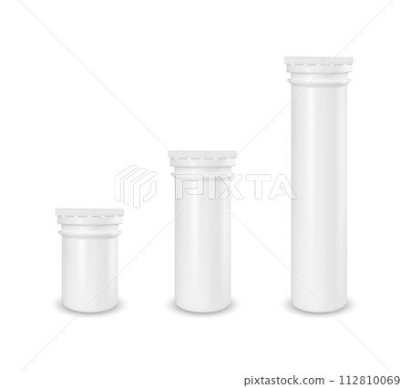 Plastic white tube. Packaging for effervescent vitamins and medicine Plastic white tube. Packaging for effervescent vitamins and medicine 112810069