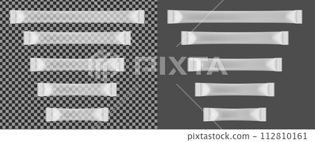 Transparent disposable packaging for snacks, food, sugar and spices. Sachets for medicines 112810161