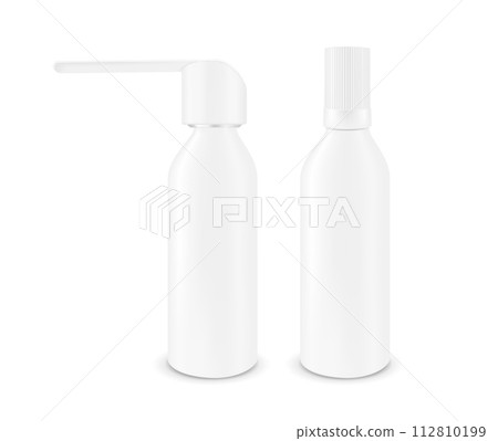 Plastic white bottle with nozzle. Packaging for medicine 112810199