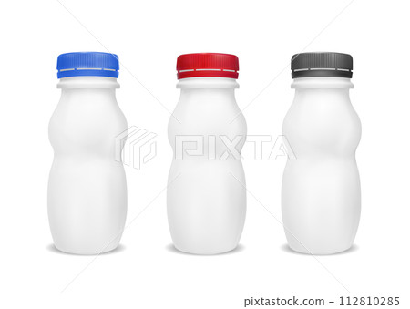 White empty plastic bottle for yogurt. Packaging for sour cream, sauce and snack 112810285