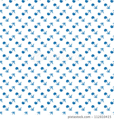 Blue cherry. Watercolor seamless berry pattern Blue cherry. Watercolor seamless berry pattern 112810415