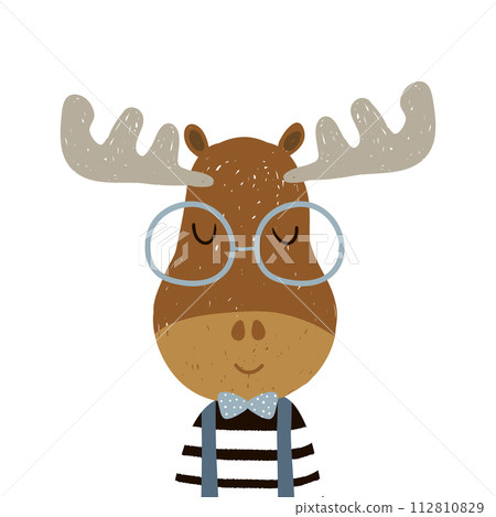 Cute cartoon elk boy character. Childish print for nursery, kids apparel,poster, postcard. Vector Illustration Cute cartoon elk boy character. Childish print for nursery, kids apparel,poster, postcard. Vector Illustration 112810829