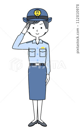 敬禮的女警插畫 敬禮的女警插畫 112810978