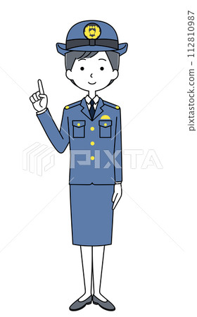 一名女警官指著的插圖 一名女警官指著的插圖 112810987