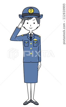 敬禮的女警插畫 敬禮的女警插畫 112810993